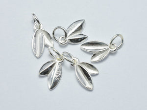 2pcs 925 Sterling Silver Leaf Charms, 7.8x12mm-BeadBeyond