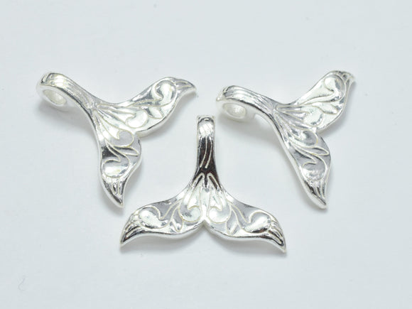1pc 925 Sterling Silver Charm, Whale Tail, Mermaid Tail, Silver Pendant, 21x17mm-BeadBeyond