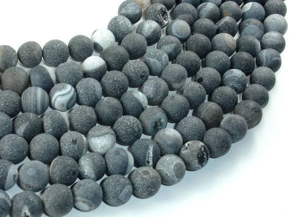 Druzy Agate Beads, Geode Beads, Black, 10mm(10.6mm) Round-Agate: Round & Faceted-BeadBeyond