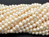 Fresh Water Pearl Beads-White, Approx 5-6mm Potato Beads-Pearls & Glass-BeadBeyond