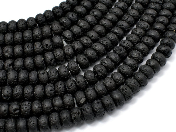 Black Lava Beads, 5x8mm Rondelle Beads-Gems:Assorted Shape-BeadBeyond