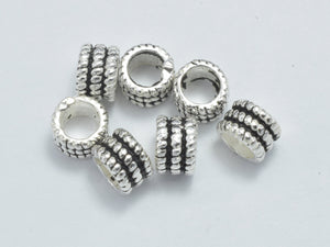 8pcs 925 Sterling Silver Beads-Antique Silver, 4.8x3.4mm Tube Beads-Metal Findings & Charms-BeadBeyond