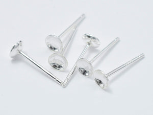 20pcs (10pairs) 925 Sterling Silver Earring Cup Stud Post-Metal Findings & Charms-BeadBeyond
