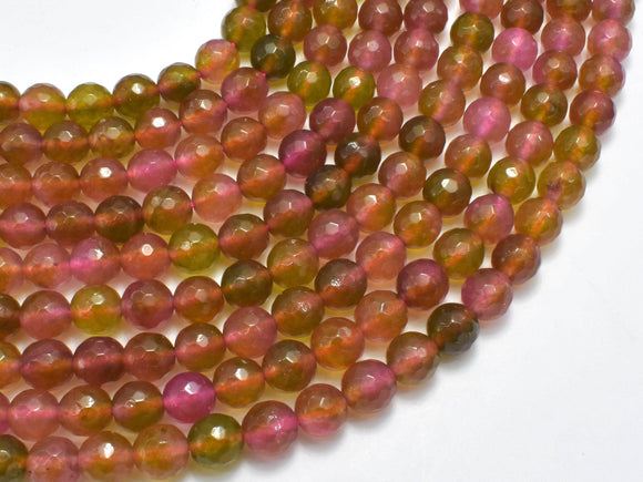 Watermelon Tourmaline Jade Beads - Multicolor, 8mm Faceted Round-Gems: Round & Faceted-BeadBeyond