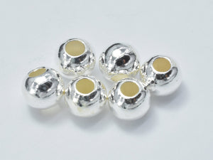6pcs 925 Sterling Silver Beads, 6mm Round Beads-Metal Findings & Charms-BeadBeyond