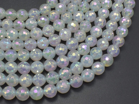 Mystic Coated Agate-White, 8mm Faceted Round-Agate: Round & Faceted-BeadBeyond
