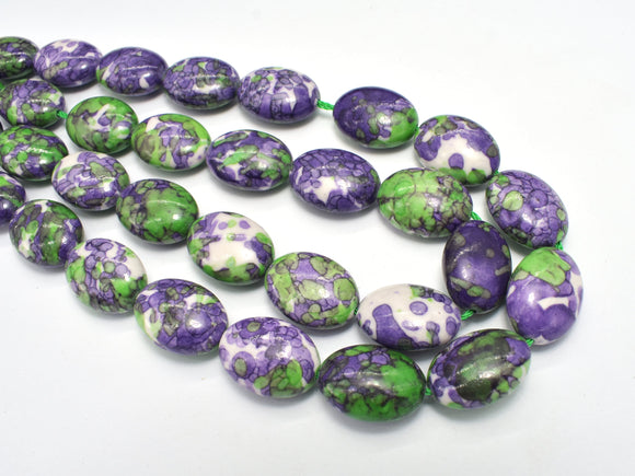 Rain Flower Stone Beads, Purple, Green, 13x18mm Oval Beads-BeadBeyond