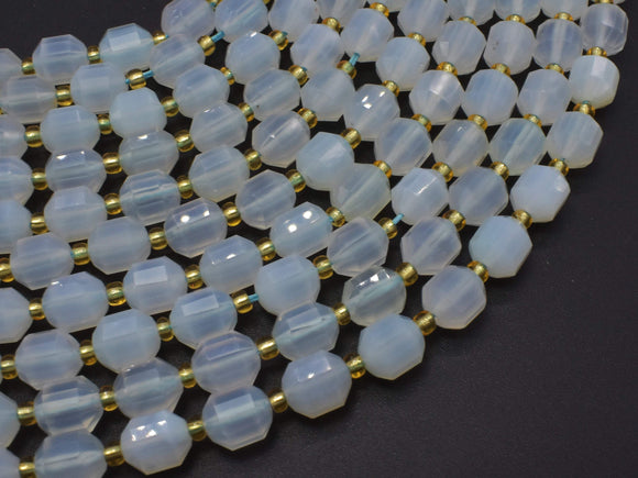 Blue Chalcedony Agate Beads, 8mm Faceted Prism Double Point Cut-Gems: Round & Faceted-BeadBeyond
