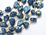 Raw Quartz - AB Coated Blue, Approx. 12x15mm Nugget-BeadBeyond