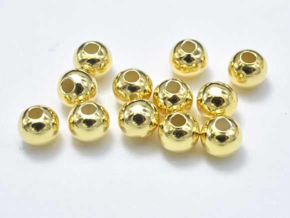 15pcs 24K Gold Vermeil 4mm Round Beads, 925 Sterling Silver Beads-Metal Findings & Charms-BeadBeyond