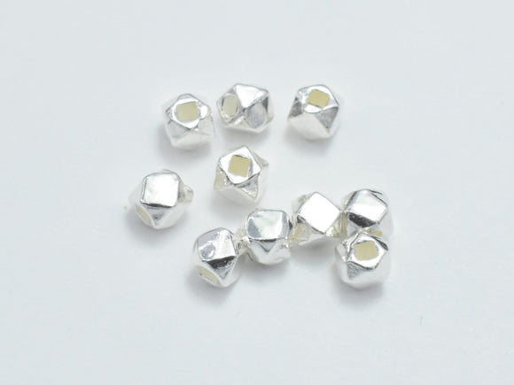 10pcs 925 Sterling Silver Beads, 2.5mm Faceted Cube-Metal Findings & Charms-BeadBeyond