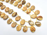 Picture Jasper, 13x18mm Twisted Flat Teardrop Beads-BeadBeyond