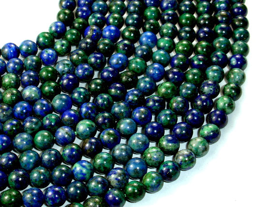 Azurite Malachite Beads, Round, 6mm (6.5mm)-Gems: Round & Faceted-BeadBeyond