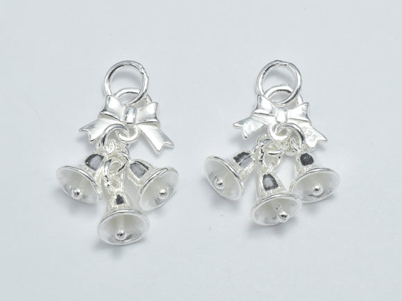 1pc 925 Sterling Silver Charm, Bell Charm, Approx. 21x12mm, 6mm Bell-BeadBeyond