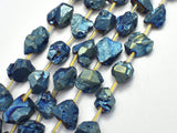 Raw Quartz - AB Coated Blue, Approx. 12x15mm Nugget-BeadBeyond