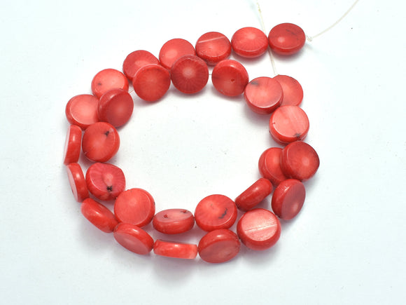 Red Bamboo Coral, 12mm Coin Beads-BeadBeyond