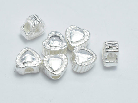 4pcs 925 Sterling Silver Beads, 5x4.6mm Heart Beads-Metal Findings & Charms-BeadBeyond
