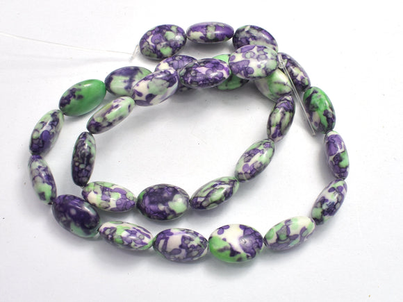 Rain Flower Stone, Purple, Green, 10x14mm Oval Beads-BeadBeyond