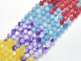 Jade-Multi color, 8mm Faceted Star Cut Round-BeadBeyond