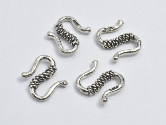 4pcs 925 Sterling Silver S Hook Clasps, S Hook Clasps Connector, 12x8mm-Metal Findings & Charms-BeadBeyond