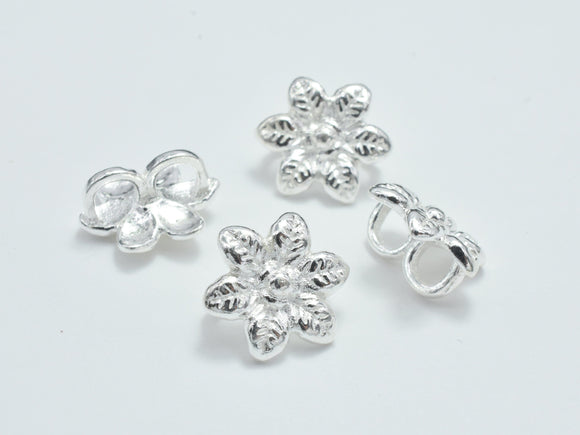 2pcs 925 Sterling Silver Flower Connector, 10mm-Metal Findings & Charms-BeadBeyond