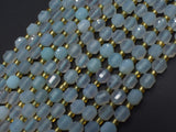 Blue Chalcedony Agate Beads, 6mm Faceted Prism Double Point Cut-Gems: Round & Faceted-BeadBeyond