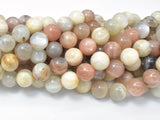 Mixed Moonstone Sunstone-Peach, White, Gray, 10mm (10.3mm) Round-Gems: Round & Faceted-BeadBeyond