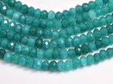 Jade -Teal 3x4mm Faceted Rondelle, 14 Inch-BeadBeyond