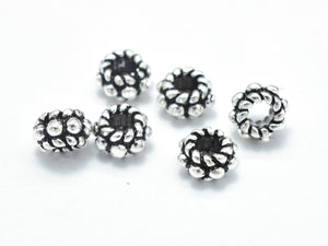 8pcs 925 Sterling Silver Beads-Antique Silver, 5mm Rondelle Beads, Spacer Beads, 5x3mm Hole 2.2mm-Metal Findings & Charms-BeadBeyond