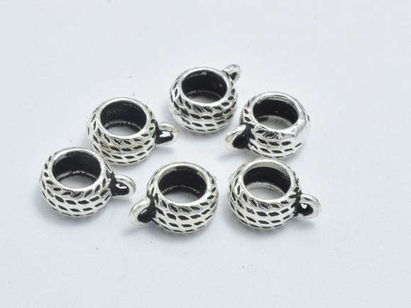 4pcs 925 Sterling Silver Bead Connector-Antique Silver, Rondelle, 6x5mm-Metal Findings & Charms-BeadBeyond