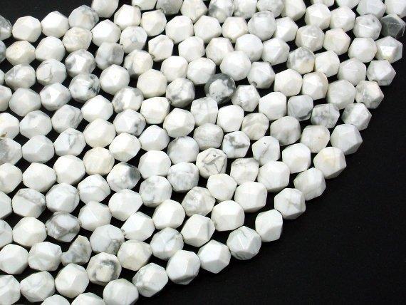 White Howlite Beads, 6mm Star Cut Faceted Round-Gems: Round & Faceted-BeadBeyond