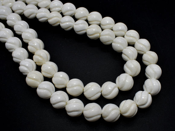 Tridacna Shell, 10mm Carved Round Beads-BeadBeyond