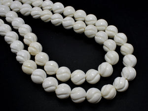 Tridacna Shell, 12mm Carved Round Beads-BeadBeyond