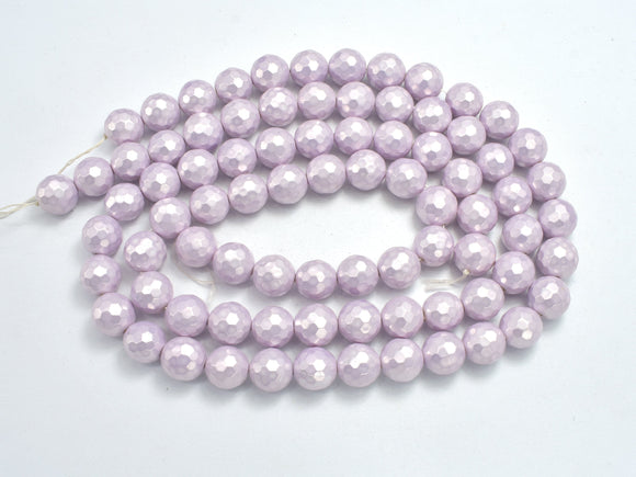 Shell Pearl, 10mm Faceted Round Beads-BeadBeyond