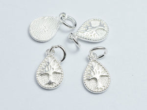 2pcs 925 Sterling Silver Teardrop Charms, Tree Charm, 8x13mm-BeadBeyond