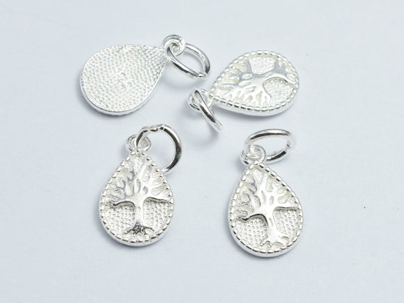 2pcs 925 Sterling Silver Teardrop Charms, Tree Charm, 8x13mm-BeadBeyond