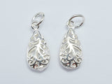 2pcs 925 Sterling Silver Charm, Filigree Teardrop Charm, 8x16mm-BeadBeyond