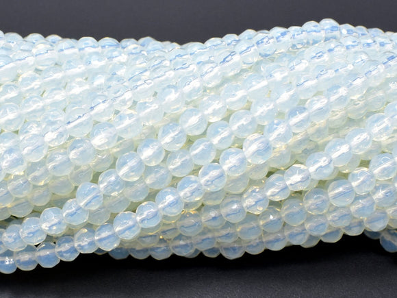 White Opalite Beads, 4mm (4.3mm) Faceted Round Beads-Gems: Round & Faceted-BeadBeyond