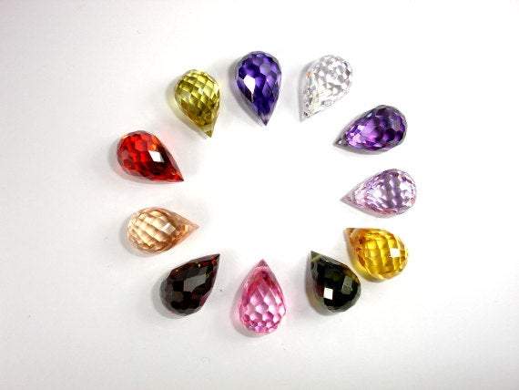 CZ beads,10x16mm Faceted Teardrop-Cubic Zirconia-BeadBeyond