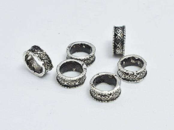 10pcs 925 Sterling Silver Beads-Antique Silver, 5.3x2.3mm Tube Beads, Big Hole Beads, Spacer-Metal Findings & Charms-BeadBeyond