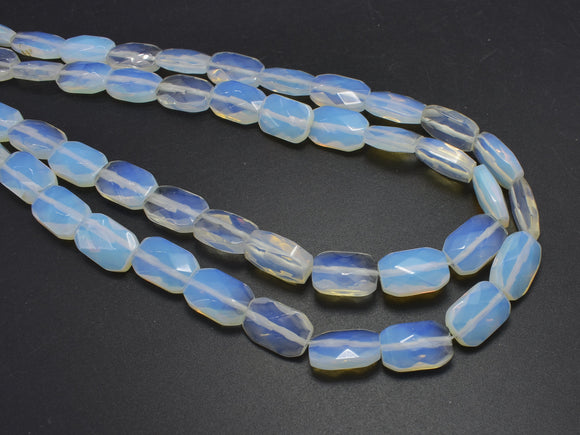 White Opalite, 10x14mm Faceted Rectangle Beads-BeadBeyond