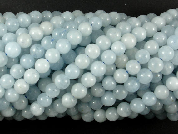 Genuine Aquamarine Beads, 7mm Round Beads-Gems: Round & Faceted-BeadBeyond