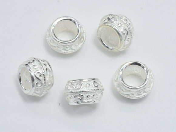 4pcs 925 Sterling Silver Beads, Drum Beads, Big Hole Spacer Beads, 8x4.8mm-BeadBeyond