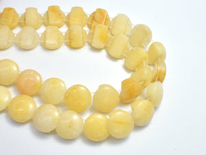 Yellow Jade Beads, Double Hole, 15mm Coin Beads-BeadBeyond