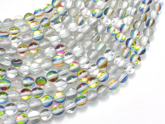 Mystic Aura Quartz-Silver, Rainbow, 6mm Round Beads-BeadBeyond