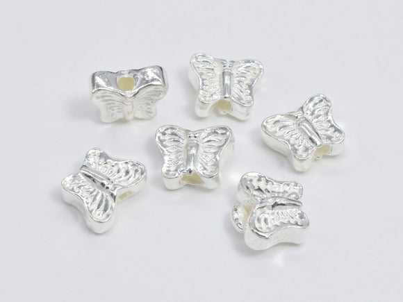 4pcs 925 Sterling Silver Beads, Butterfly Beads, 6x4.8mm, 2.6mm Thick-Metal Findings & Charms-BeadBeyond