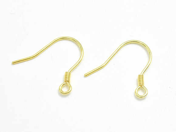 10pcs 24K Gold Vermeil Earring Hook, Fishhook, 925 Sterling Silver Earring Hook, 15x10mm-Metal Findings & Charms-BeadBeyond