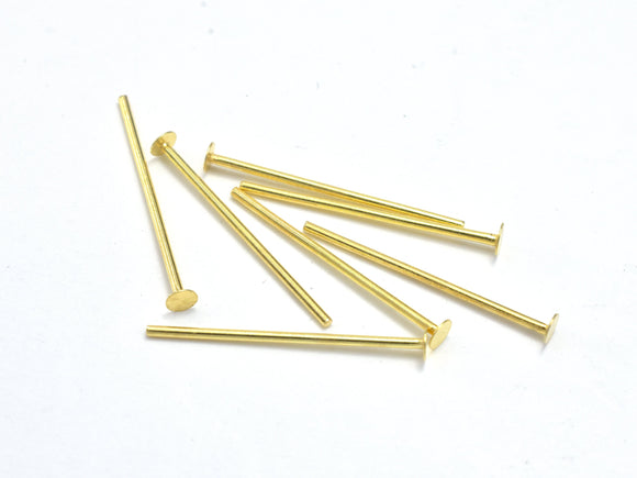 20pcs 24K Gold Vermeil Head Pin, 925 Sterling Silver Pin, 20mm-Metal Findings & Charms-BeadBeyond