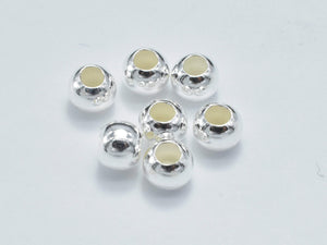 15pcs 925 Sterling Silver Beads, 4mm Round Beads-Metal Findings & Charms-BeadBeyond