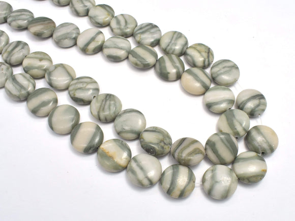 Green Zebra Jasper Beads, 14mm Coin Beads-Gems:Oval,Rectangle,Coin-BeadBeyond